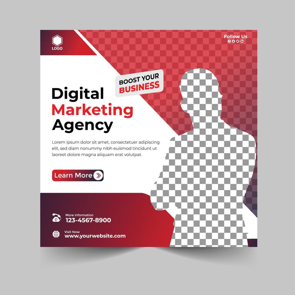 Creative marketing agency and corporate social media post or square banner template design vector
