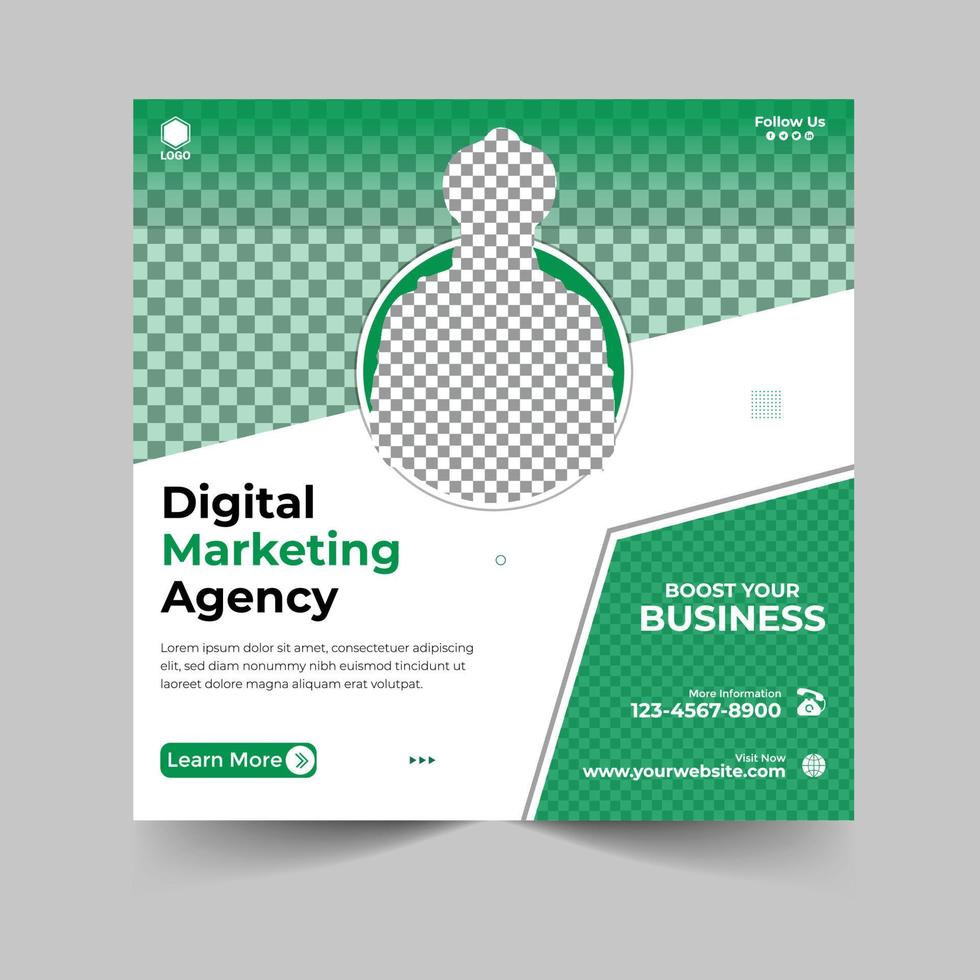 Creative marketing agency and corporate social media post or square banner template design vector