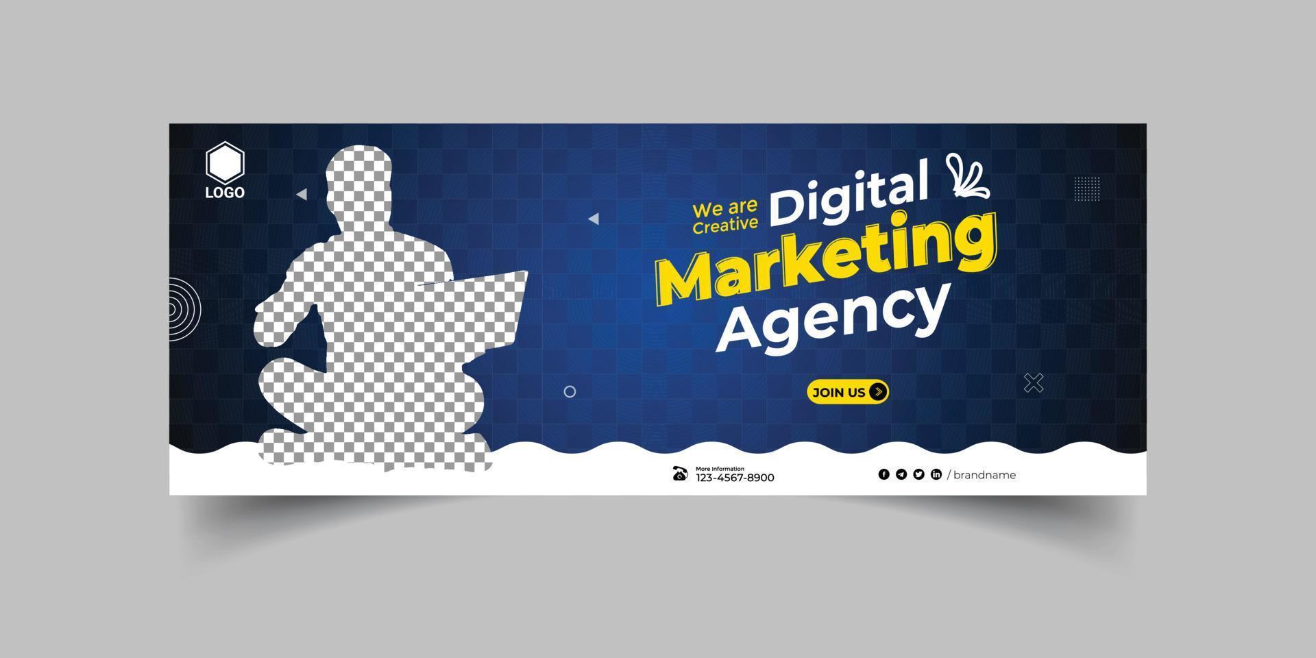 Digital marketing agency and corporate facebook cover template design vector