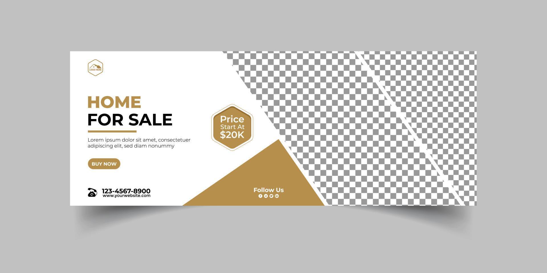 Real estate house property sale facebook cover banner template design vector