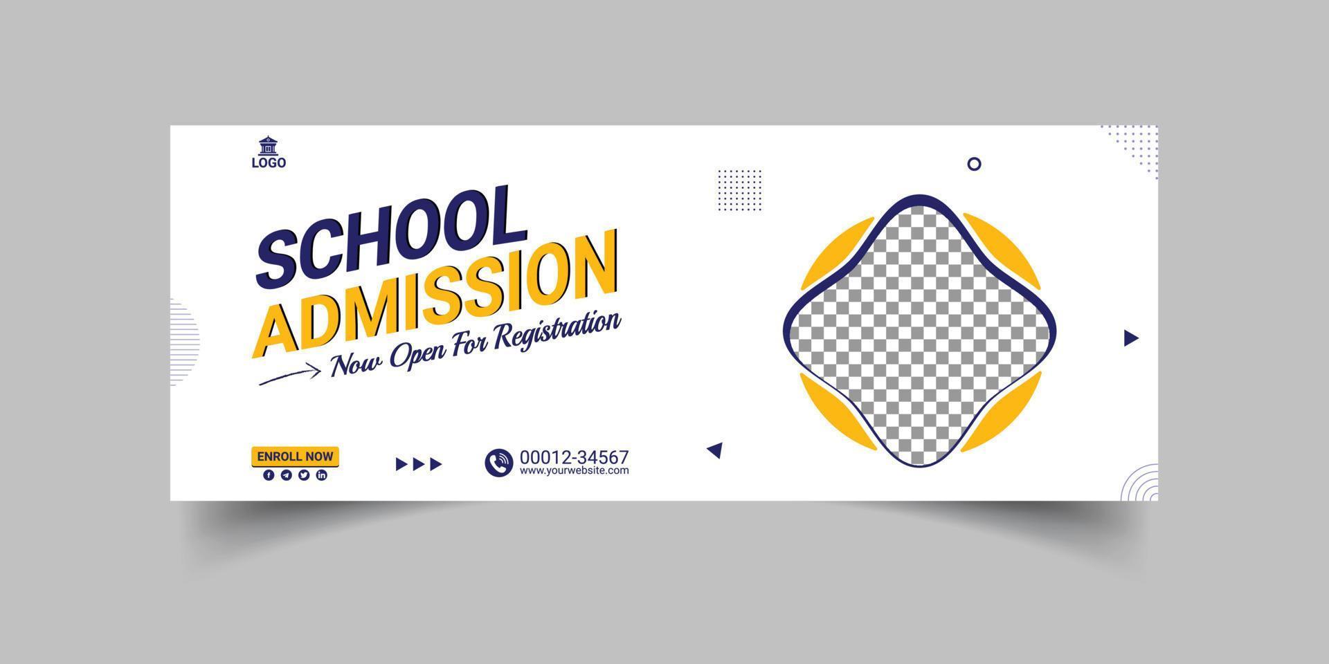 Back to school social media web banner and facebook cover photo design template vector