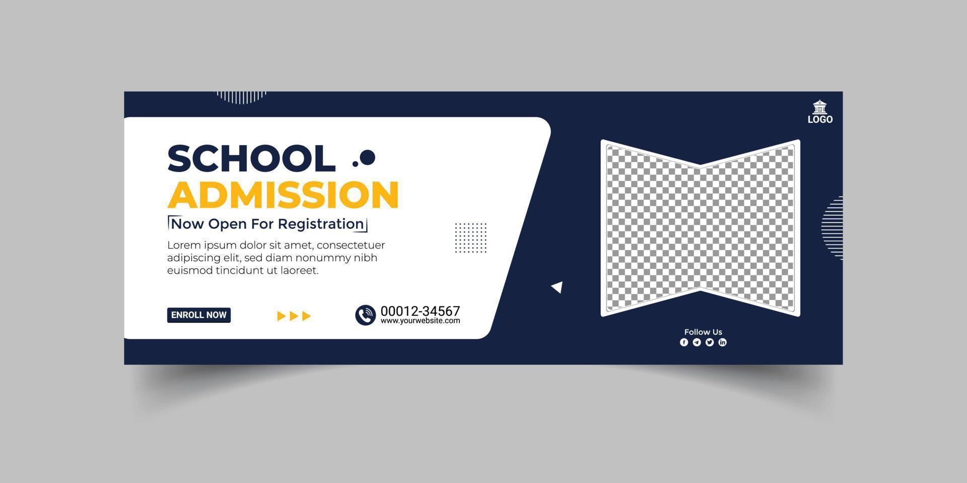 Back to school social media web banner and facebook cover photo design template vector