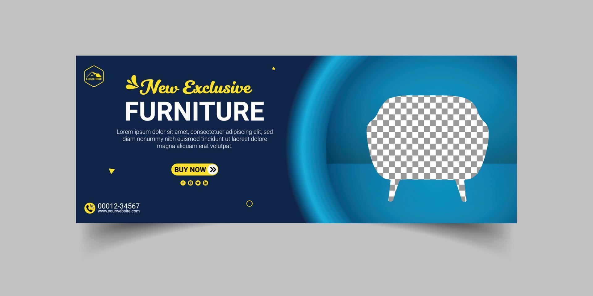 Furniture sale facebook cover template design vector