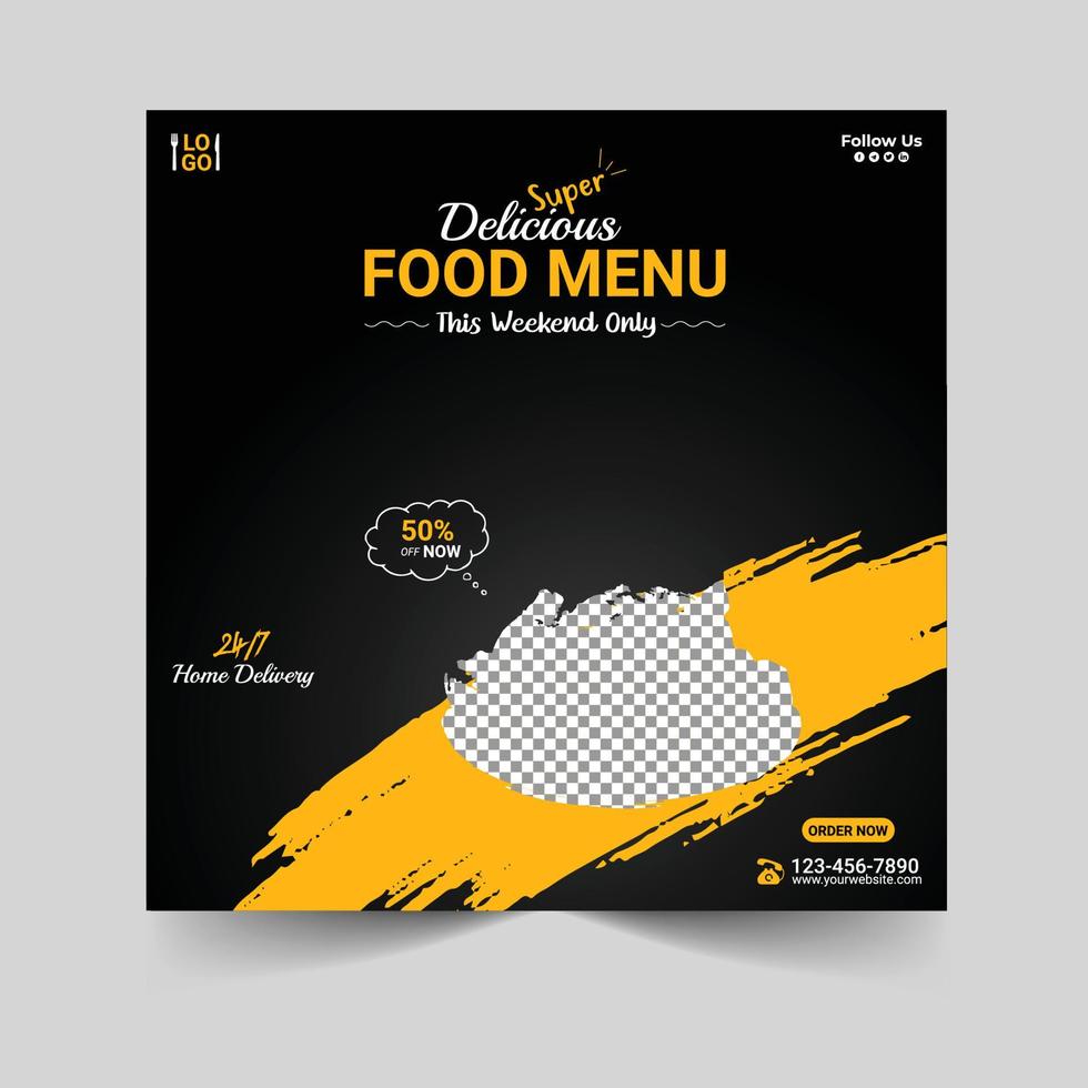 Food social media promotion and instagram banner post template design vector