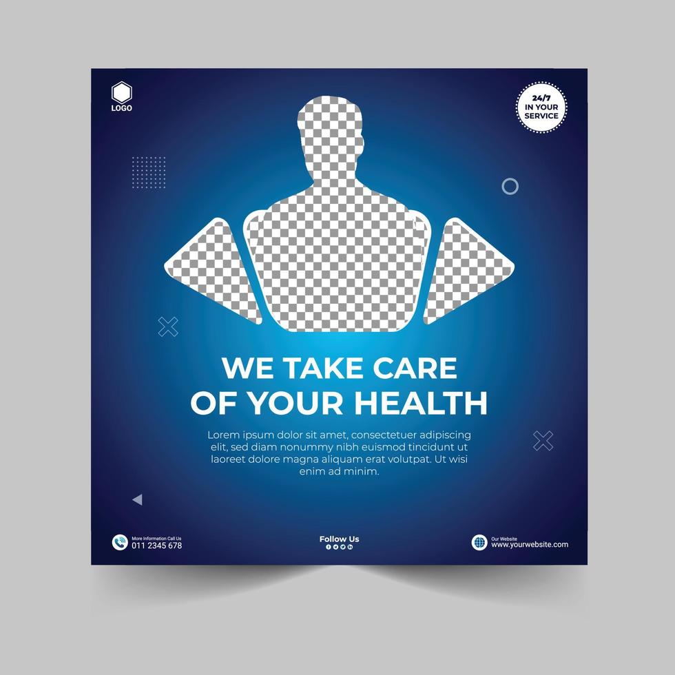 Medical doctor and healthcare consultant social media instagram post design vector