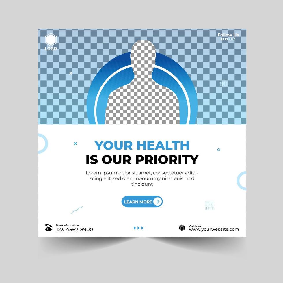 Medical doctor and healthcare consultant social media instagram post design vector