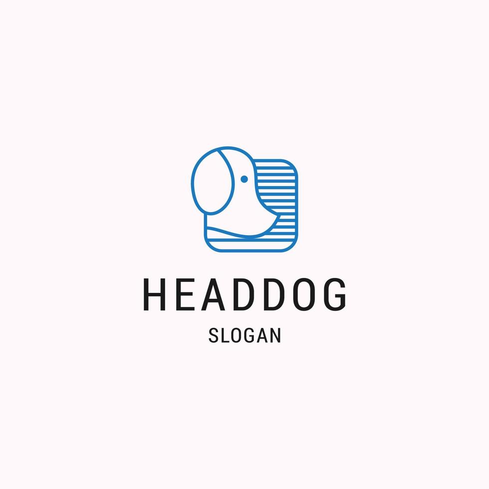 Head dog logo icon flat design template vector