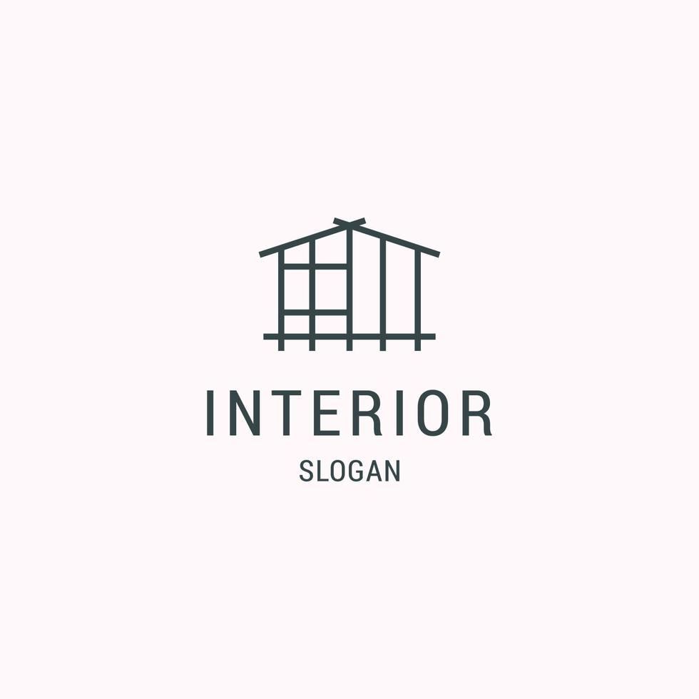 Interior linear furniture gallery logo design vector