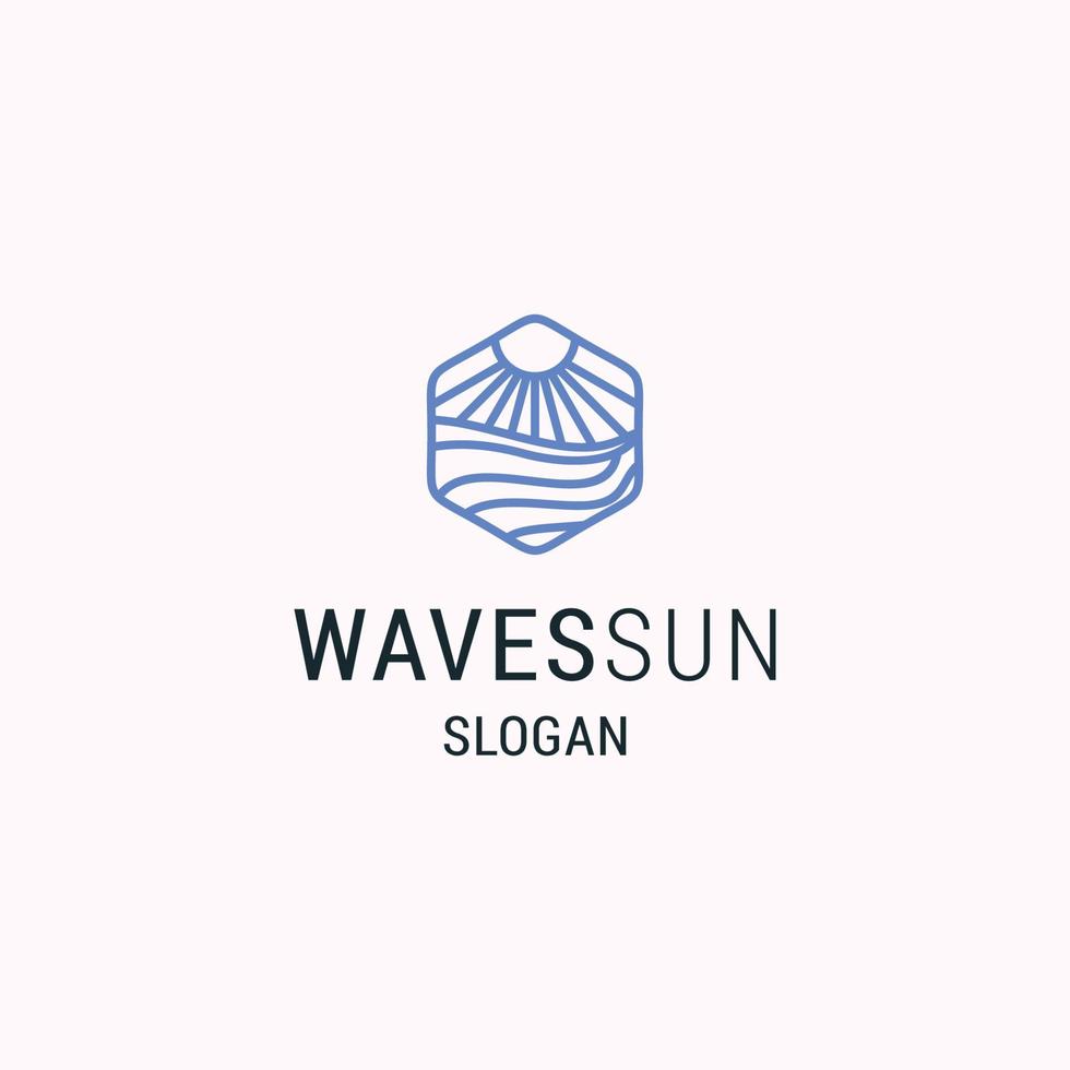 sea water wave from line and sun in a simple and modern shape vector