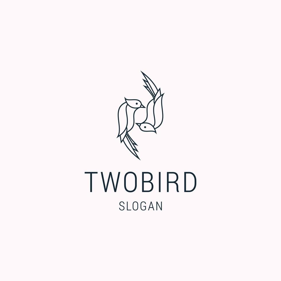 Two birds modern logo design line art illustration. vector
