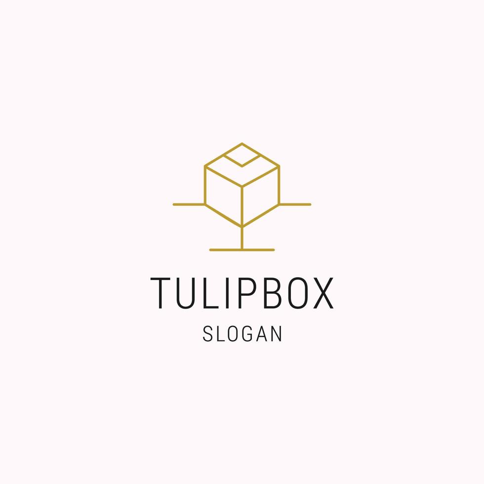 plantilla de diseño plano de icono de logotipo de caja de tulipán vector