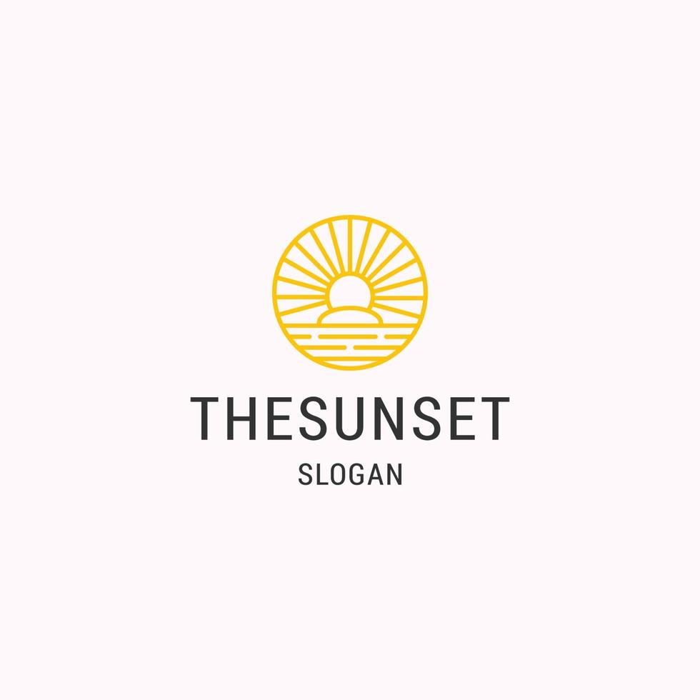 The sunset logo icon flat design template vector