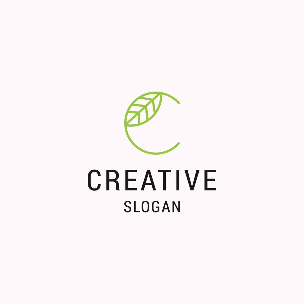 Letter c leaf logo icon flat design template vector