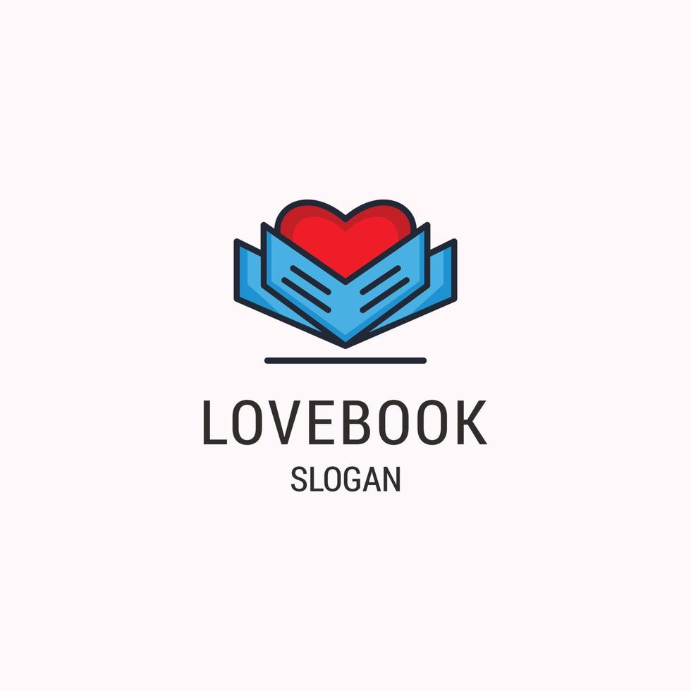 símbolo de educación del logotipo del libro. icono de corazón de estilo redondeado lineal vector