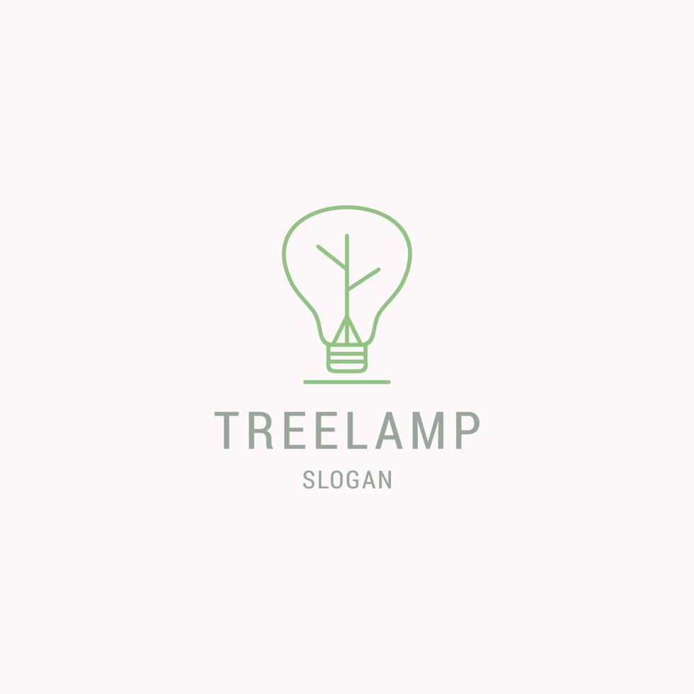 plantilla de diseño plano de icono de logotipo de lámpara de árbol vector