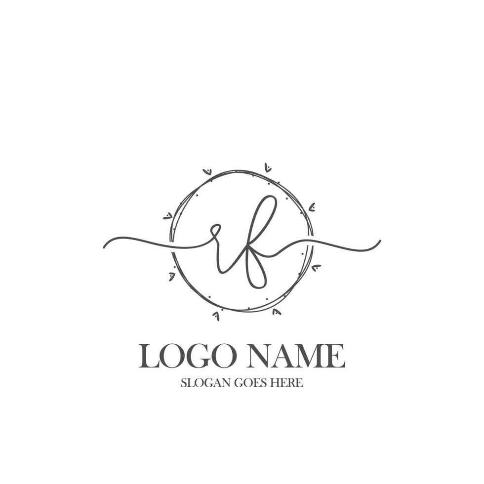 Initial RF beauty monogram and elegant logo design, handwriting logo of initial signature, wedding, fashion, floral and botanical with creative template. vector