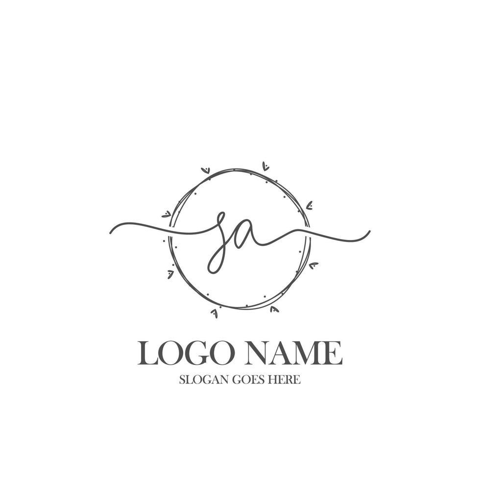 Initial SA beauty monogram and elegant logo design, handwriting logo of initial signature, wedding, fashion, floral and botanical with creative template. vector