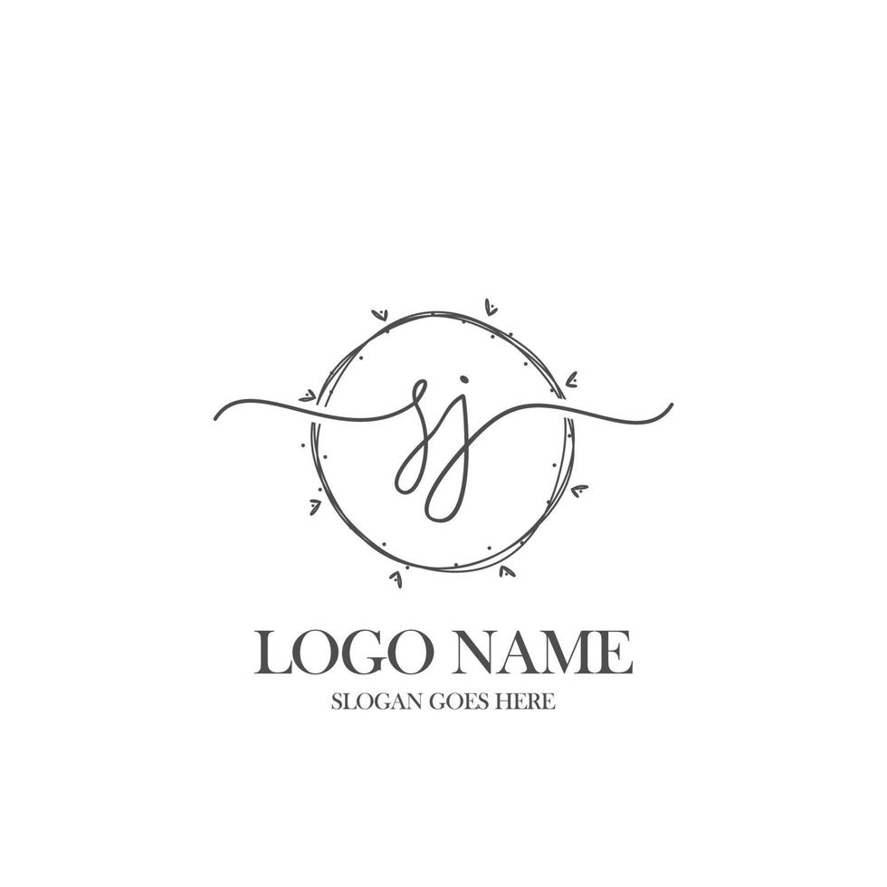 Initial SJ beauty monogram and elegant logo design, handwriting logo of initial signature, wedding, fashion, floral and botanical with creative template. vector