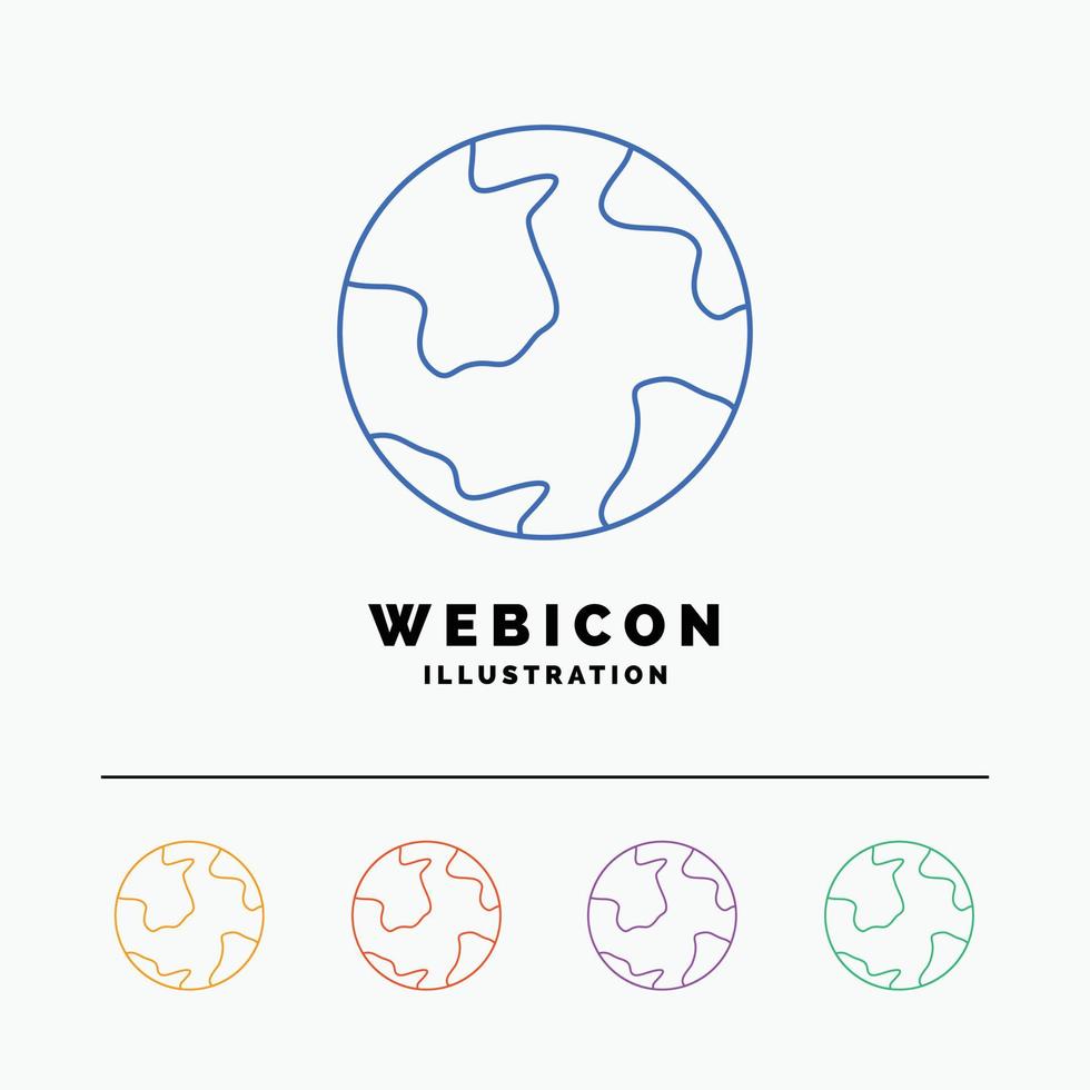 earth. globe. world. geography. discovery 5 Color Line Web Icon Template isolated on white. Vector illustration