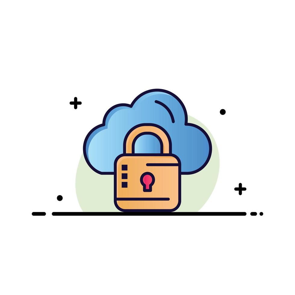 Cloud Network Lock Locked  Business Flat Line Filled Icon Vector Banner Template