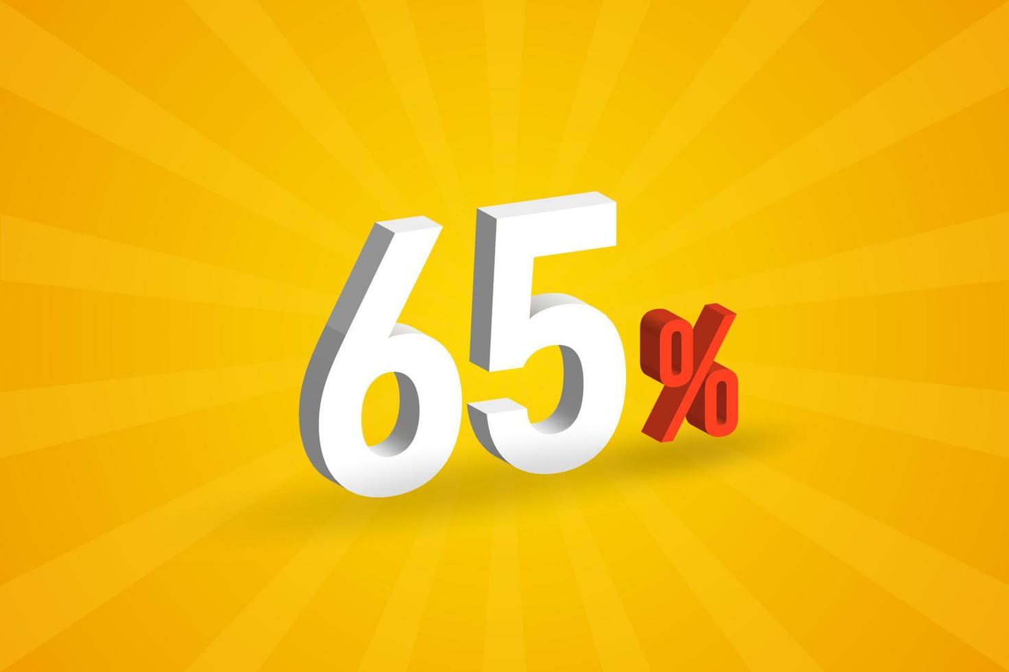 65 discount 3D text for sells and promotion. vector