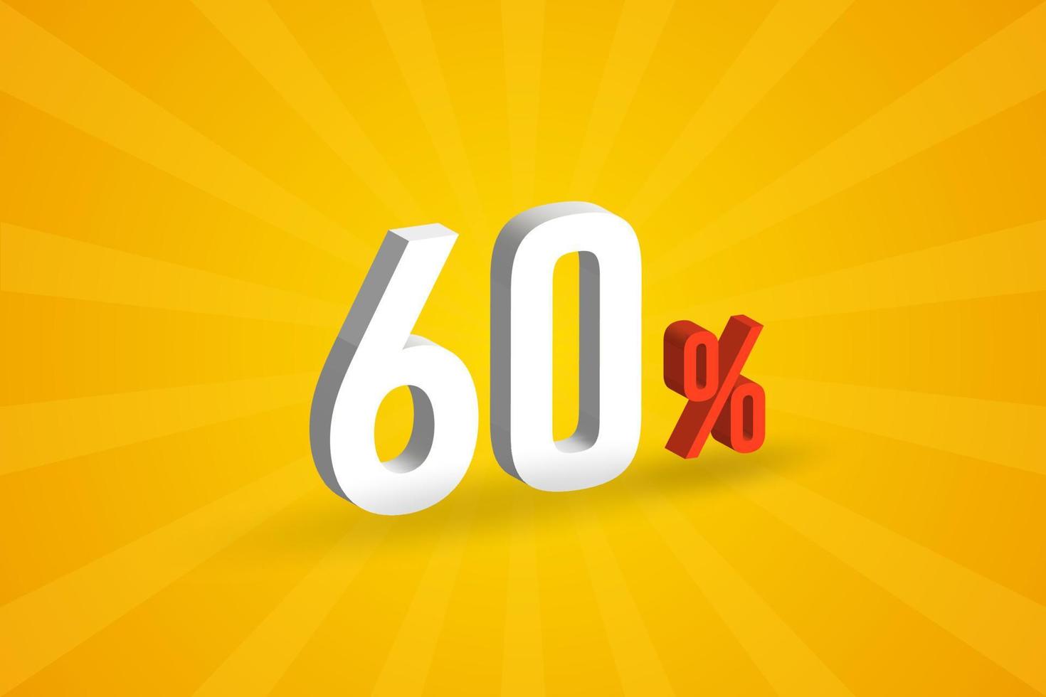 60 discount 3D text for sells and promotion. vector