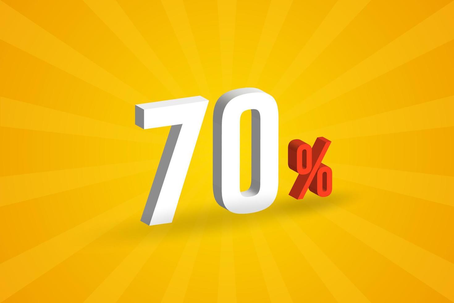 70 discount 3D text for sells and promotion. vector