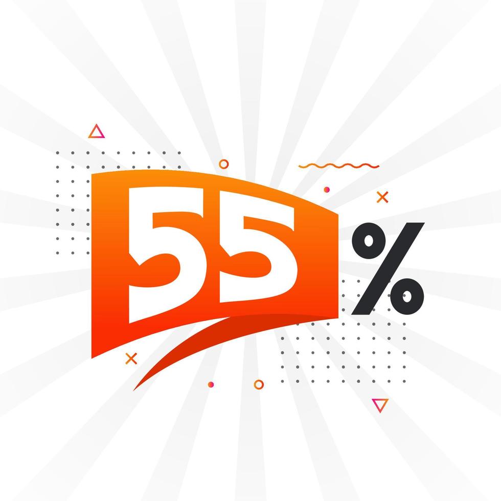55 discount marketing banner promotion. 55 percent sales promotional design. vector