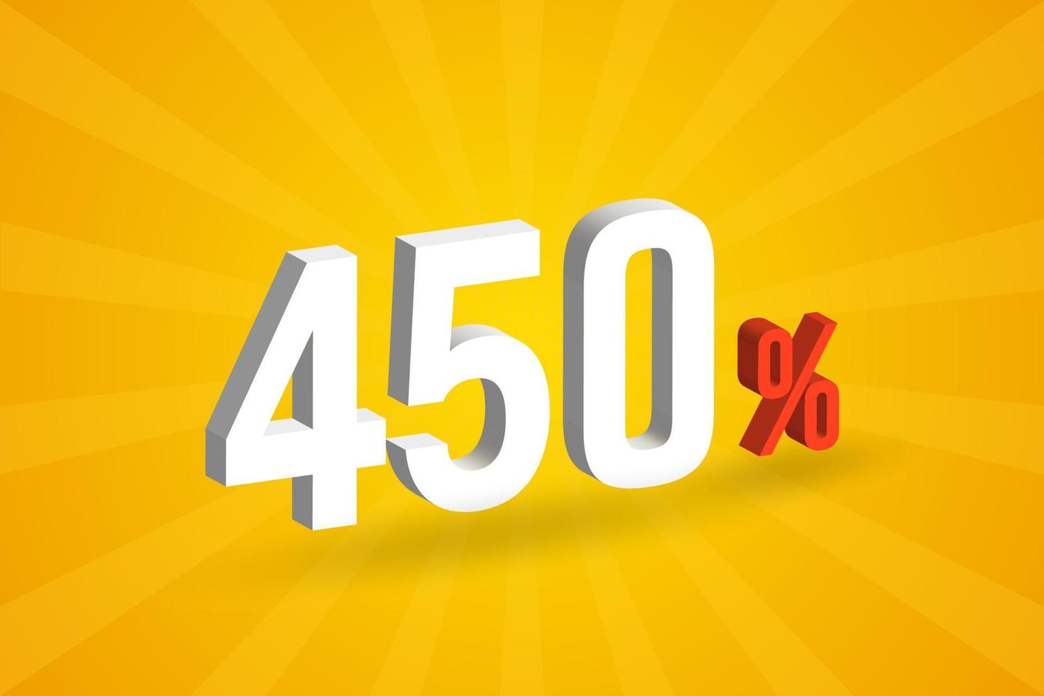 450 discount 3D text for sells and promotion. vector