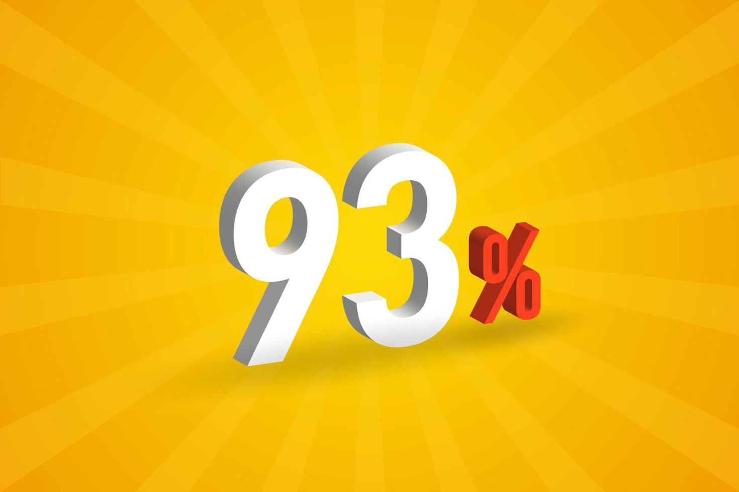 93 discount 3D text for sells and promotion. vector