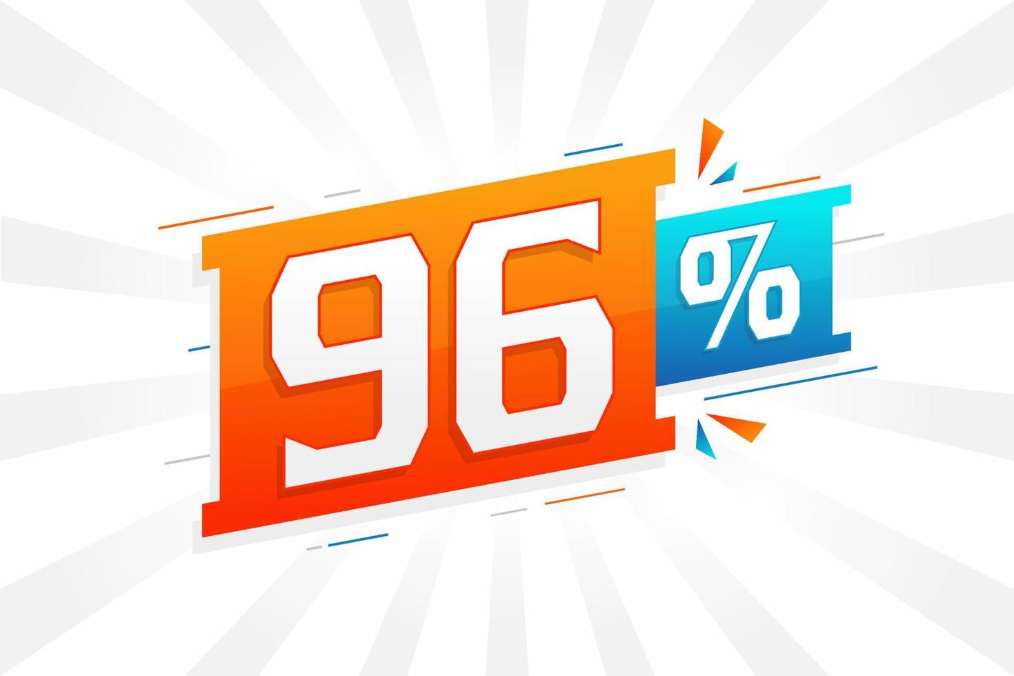 96 discount marketing banner promotion. 96 percent sales promotional design. vector