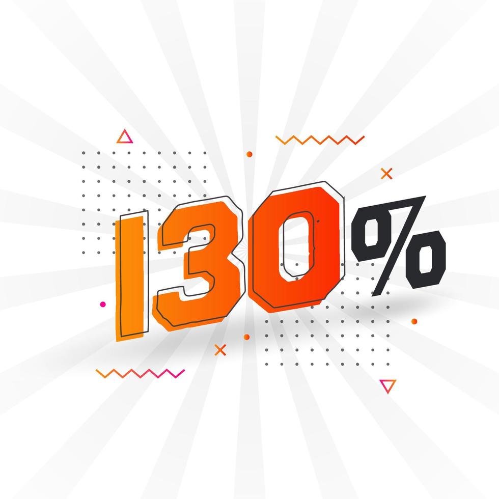 Promoción de banner de marketing de 130 descuentos. 130 por ciento de diseño promocional de ventas. vector