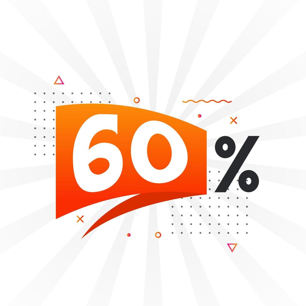 Promoción de banner de marketing de 60 descuentos. 60 por ciento de diseño promocional de ventas. vector