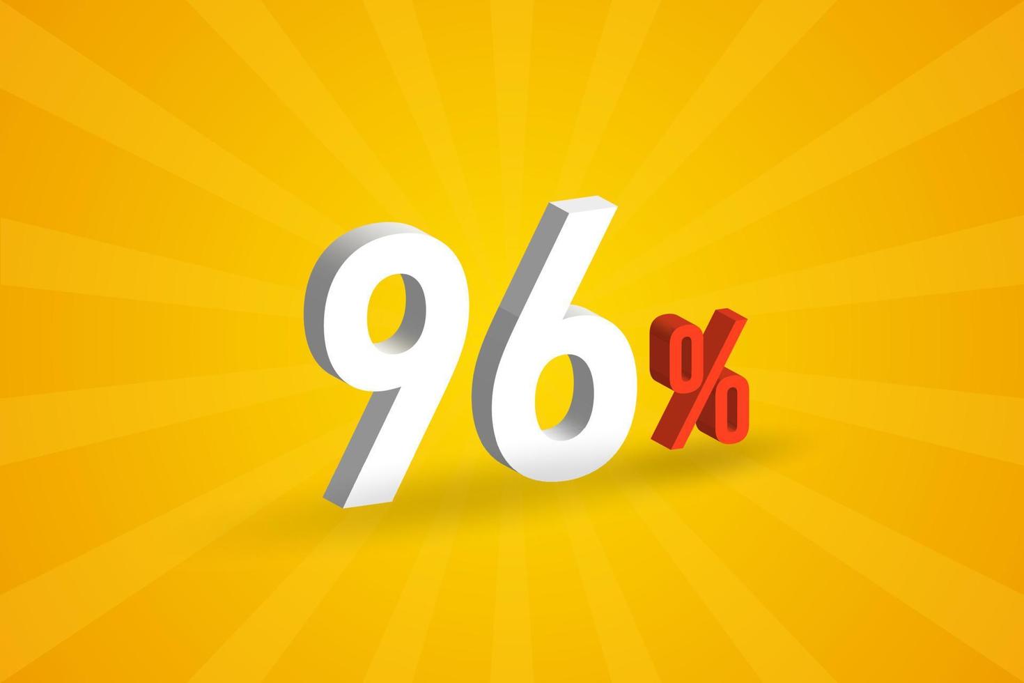 96 discount 3D text for sells and promotion. vector