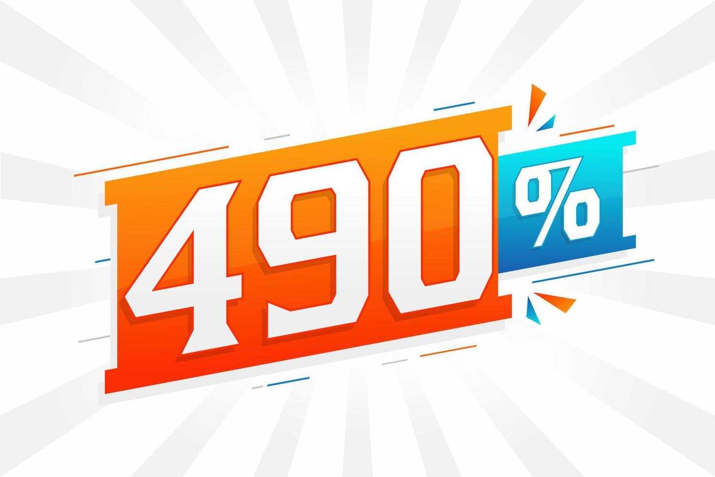 490 promoción de banner de marketing de descuento. 490 por ciento de diseño promocional de ventas. vector