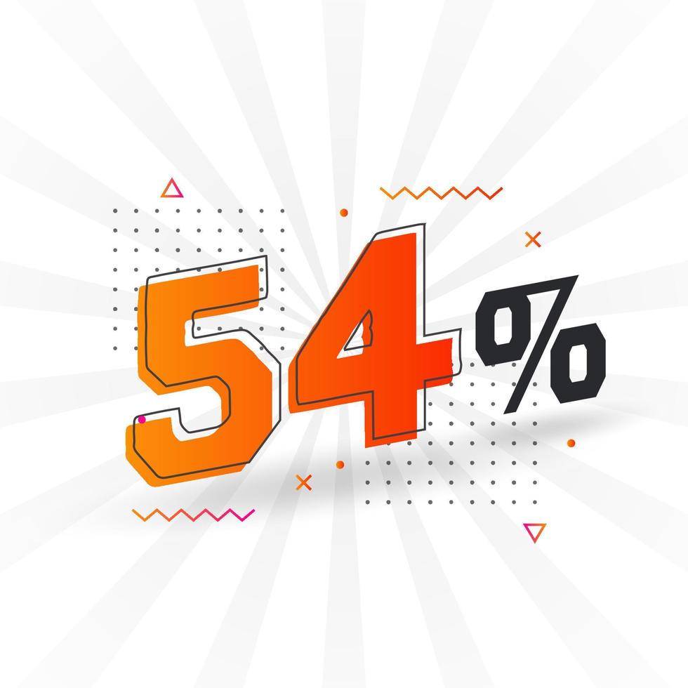 Promoción de banner de marketing de 54 descuentos. 54 por ciento de diseño promocional de ventas. vector