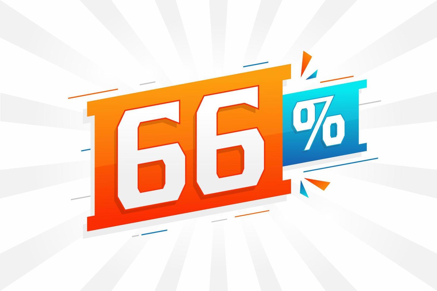 Promoción de banner de marketing de 66 descuentos. 66 por ciento de diseño promocional de ventas. vector