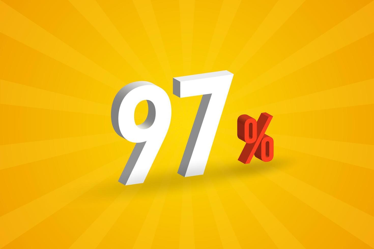 97 discount 3D text for sells and promotion. vector