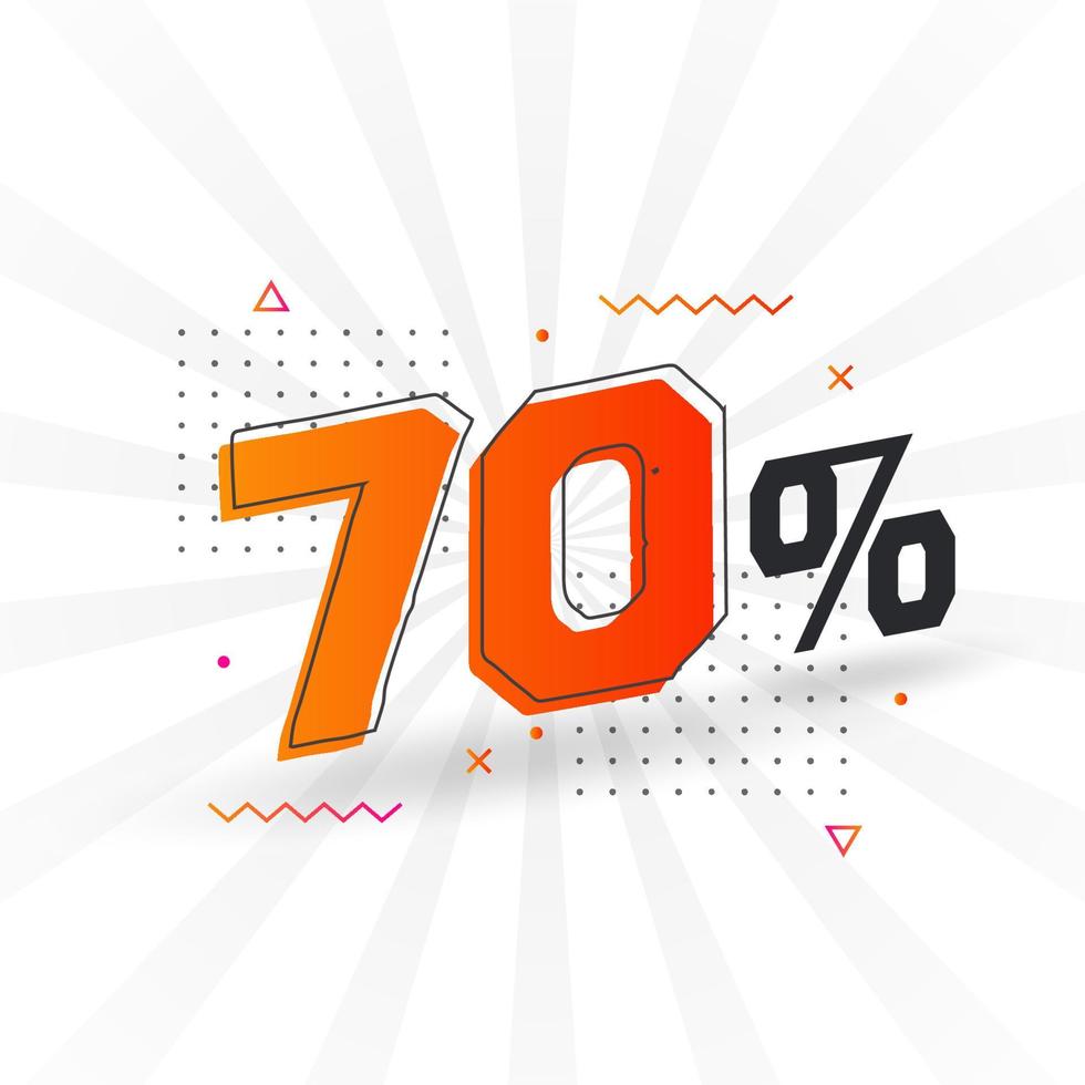 Promoción de banner de marketing de 70 descuentos. 70 por ciento de diseño promocional de ventas. vector
