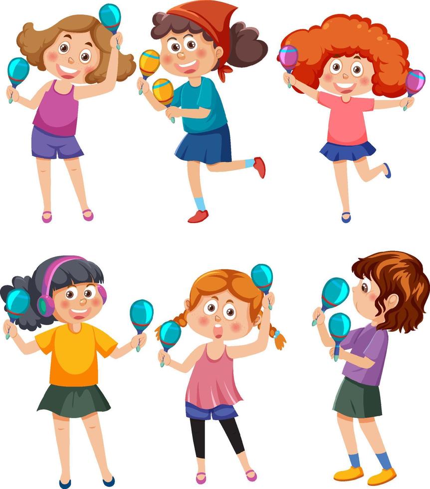 Set of different kids playing music vector