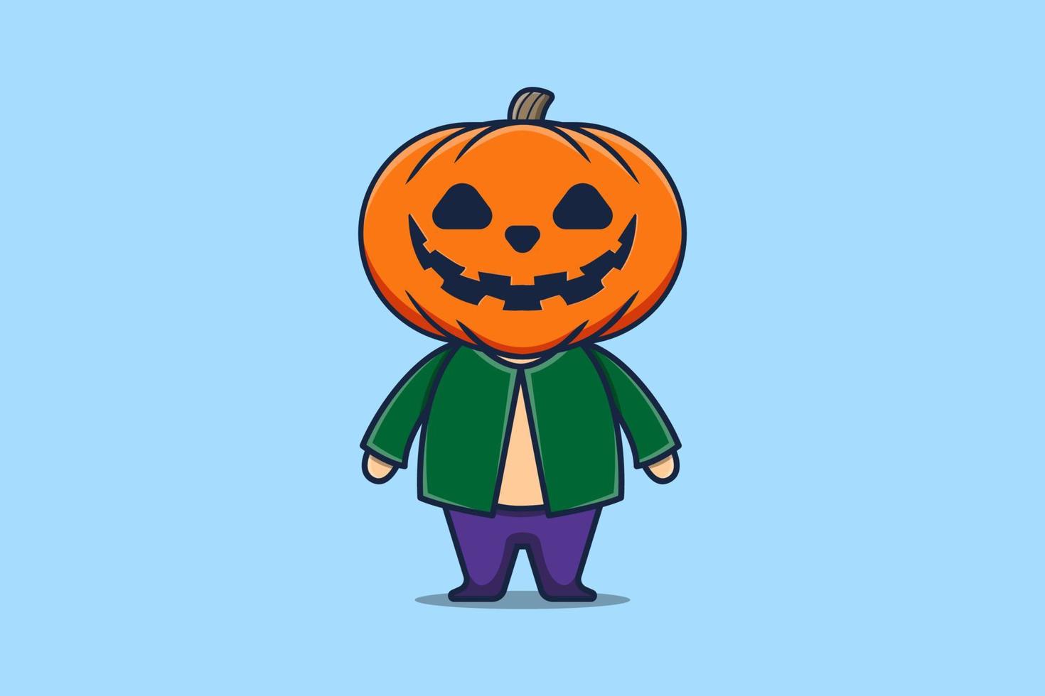 Cute mascot cartoon Scary zombie pumpkin halloween vector