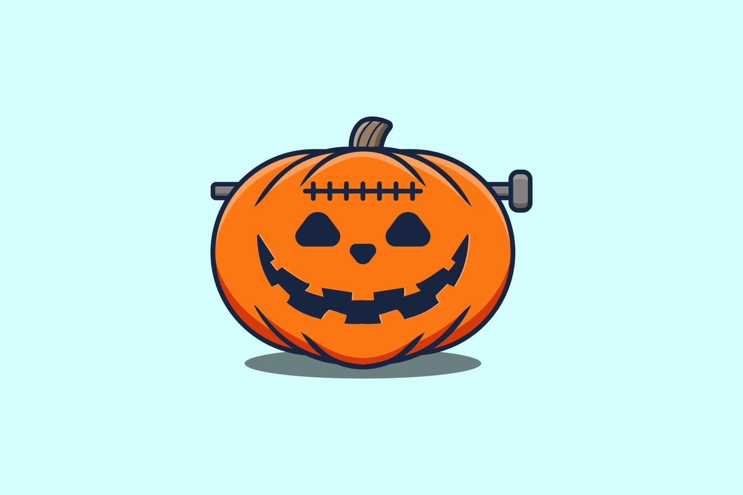 Cute mascot cartoon Scary zombie pumpkin halloween vector