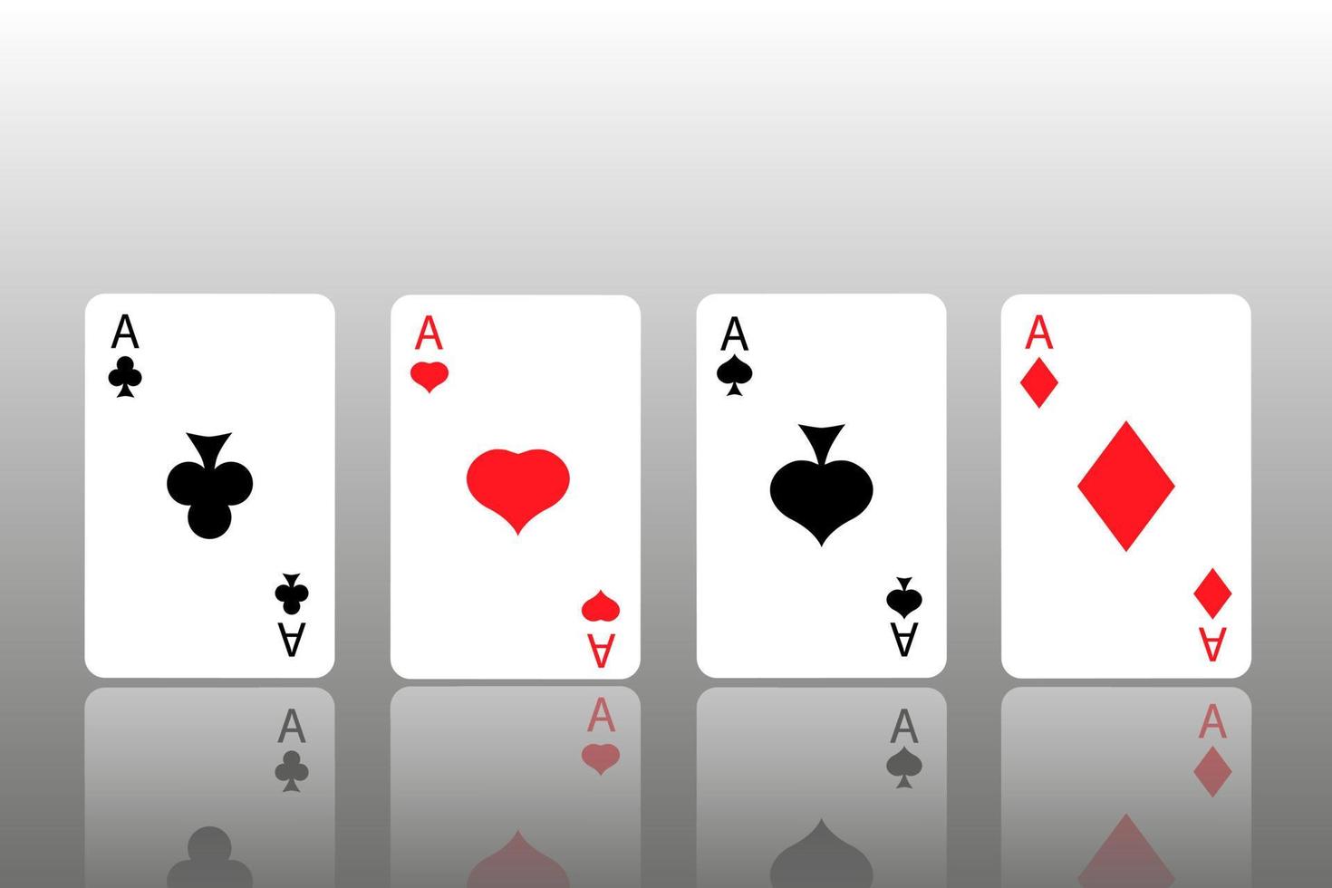 Playing cards four aces on a gray background.Flat vector illustration.