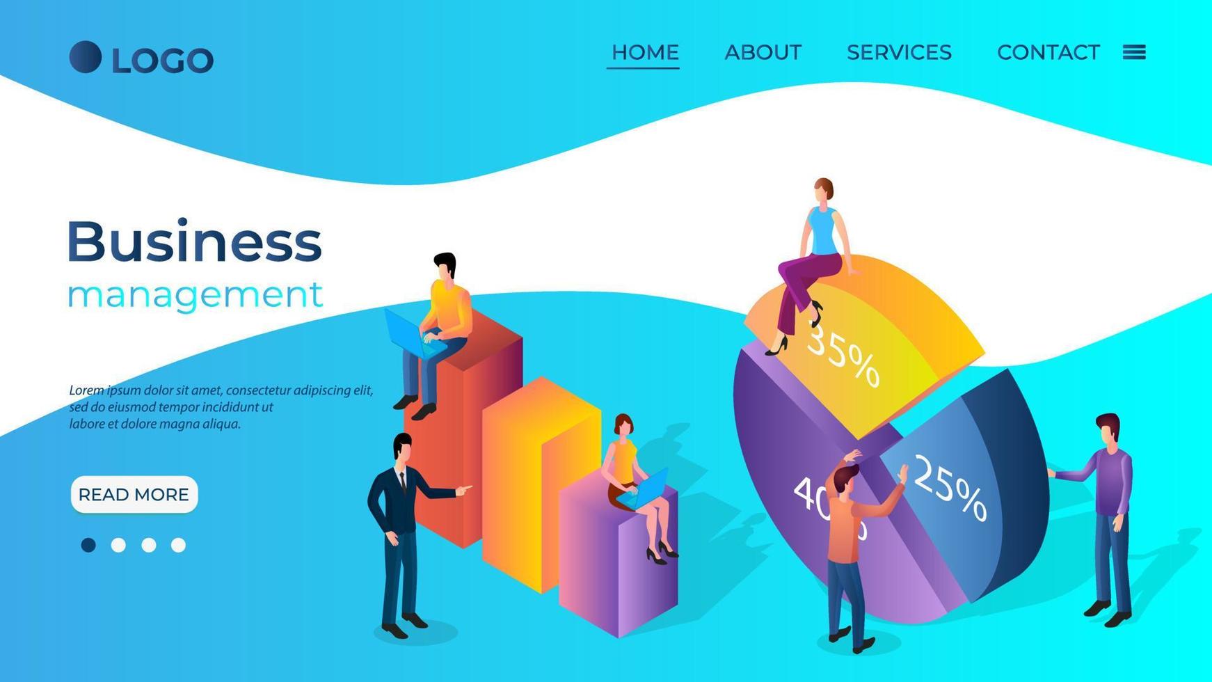 Business management.Business people and infographics.The concept of business management.Business Analytics and financial control.People on the background of infographic characters.Isometric vector