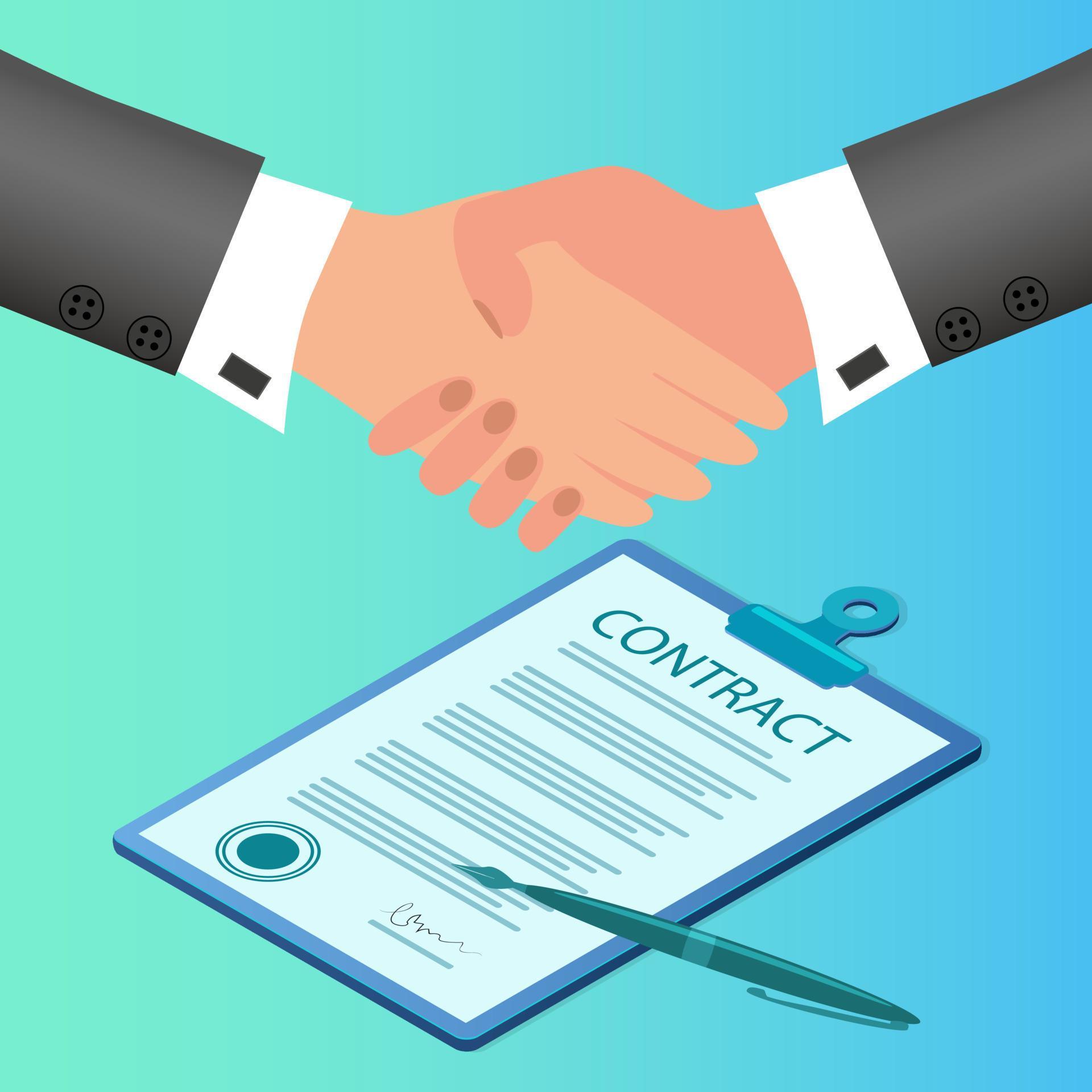 Businessmen sign a contract.Handshake of two businessmen.The concept of