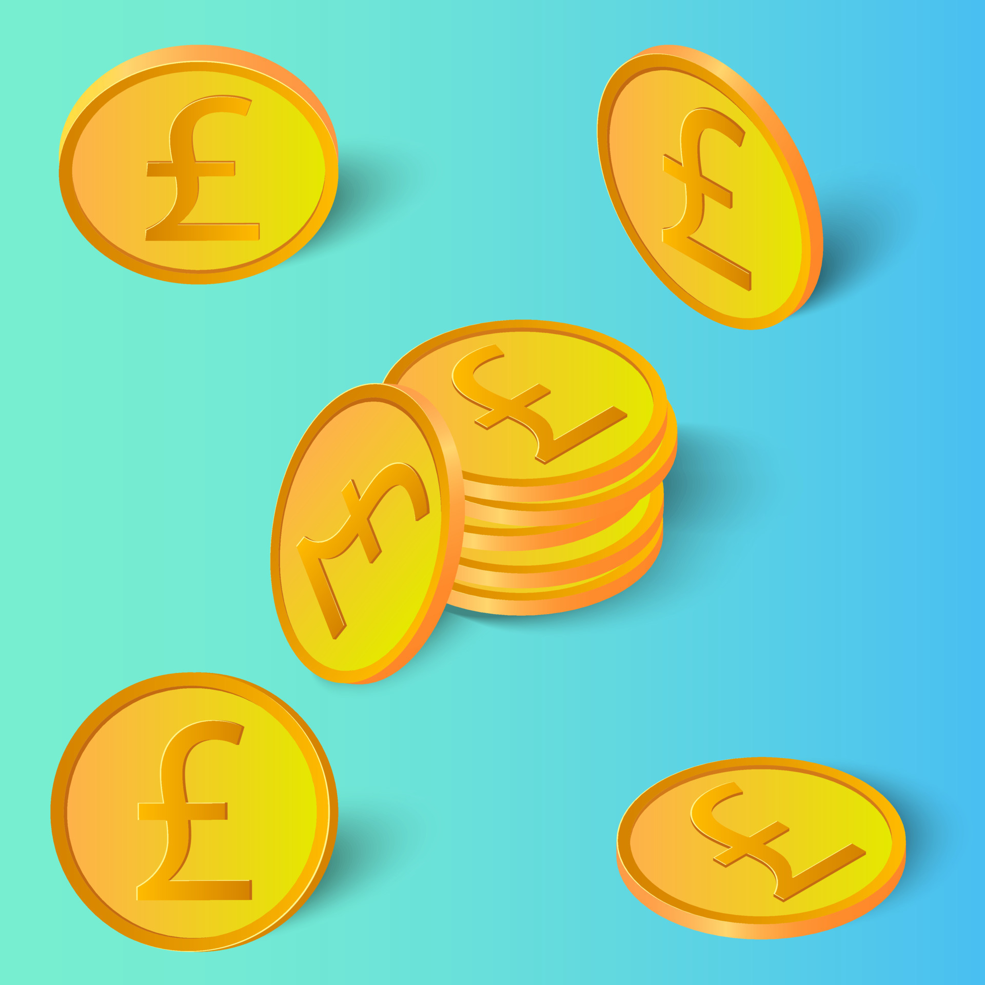Set Of Gold Coins Of The Pound Sterling Coins In Different Angles With set-of-gold-coins-of-the-pound-sterling-coins-in-different-angles-with