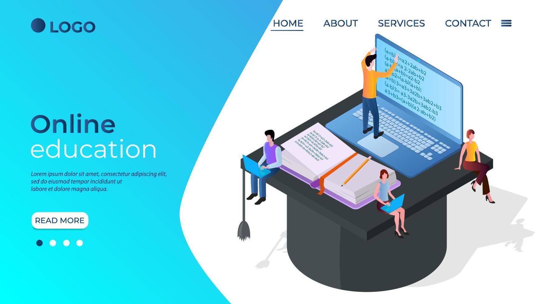 Online education.The concept of getting an online education using various gadgets.Online testing and exams.Learning through educational programs.Isometric illustration. vector