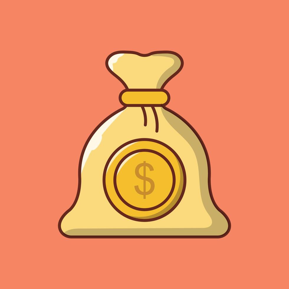 ilustración de vector de bolsa de dólar en un fondo. símbolos de calidad premium. iconos vectoriales para concepto y diseño gráfico.