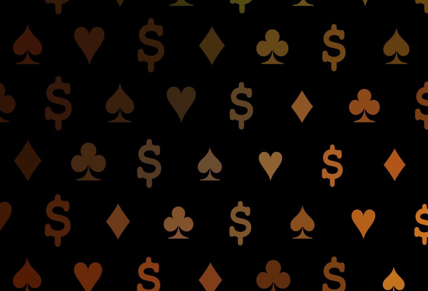 Dark orange vector texture with playing cards.