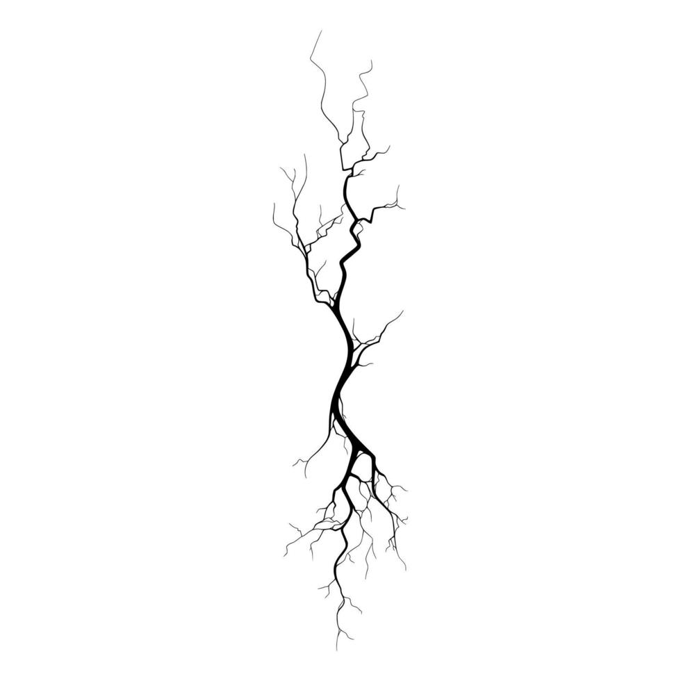 Crack on concrete or ground due to aging or drought. Fissure isolated in white background. Vector illustration
